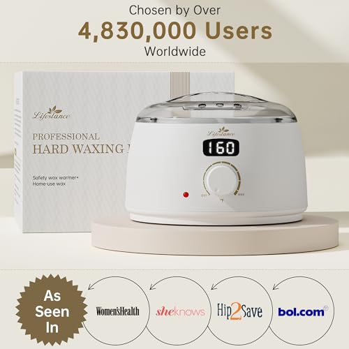 Lifestance Waxing Kit- L3 Digital Wax Warmer Hair Removal kit- 4 Packs of Wax Beads(14.1 oz total) Silicone Liner- 45 Items- Fast Heating Wax Pot for All Hair Types- Brazilian Bikini Facial Body
