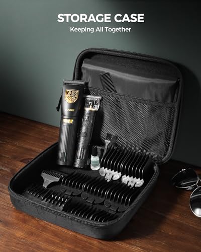 GLAKER Hair Clippers for Men Professional, Cordless Clippers for Hair Cutting, Mens Hair Clippers and Trimmer Kit for Barber with LED Display 15 Guide Combs