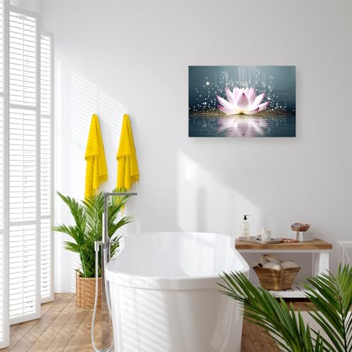 CXHOSTENT Lotus Flower Canvas Wall Art Zen Wall Decor Spa Pictures Print Modern Meditation Spirit Bathroom Yoga Room Decor Frame (Lotus - 1, 12.00" x 18.00")