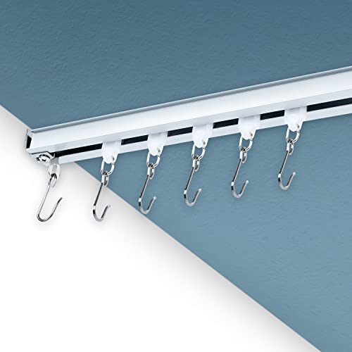 MERJULAN Aluminium alloy Ceiling Track for Curtains, Room Divider, Ceiling Curtain Track, Room Divider Curtain Rod, Numerous Hooks with End Hook, Easy Install, for Spaces (3ft - 6ft, Silver)