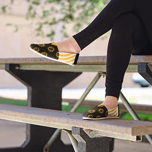 FOCO NHL Boston Bruins Women's Canvas Stripe Shoes, X-Large (11-12), Black