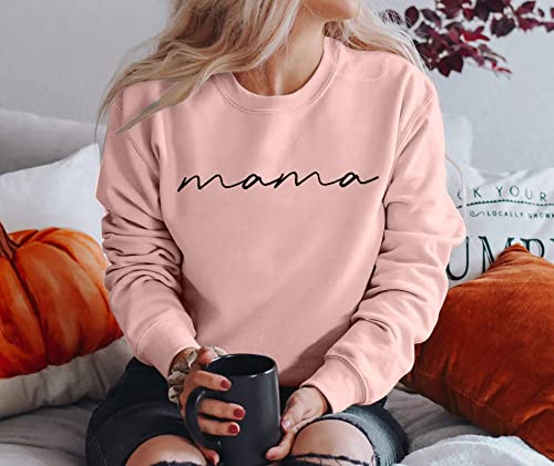 ASTANFY Mama Shirts Women Mama Letter Printed T-Shirt Mama Graphic Tee Casual Short Sleeve Tops Tee