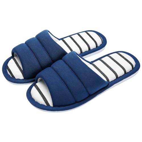 shevalues Women's Soft Indoor Slippers Open Toe Cotton Memory Foam Slip on Home Shoes House Slippers, Dark Grey 250 (Size 6-7)