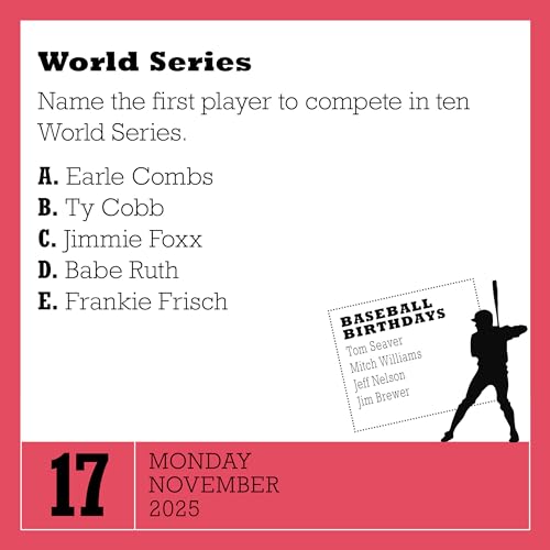 A Year of Baseball Trivia Page-A-Day® Calendar 2025: Immortal Records, Team History & Hall of Famers