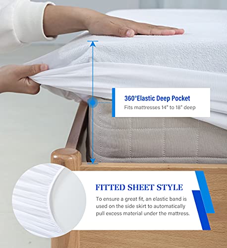 Twin Mattress Protector Waterproof Mattress Topper Cover Super Noiseless Soft & Breathable for Kids Bed Cover,Terry Twin Mattress Pad for Kids Pets Adults Fitted Bed Sheets Twin 39"x75"