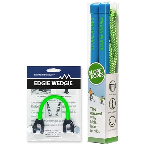 Edgie Wedgie - The Original Kids Ski Tip Connector (Blue/Green - Combo Pack)