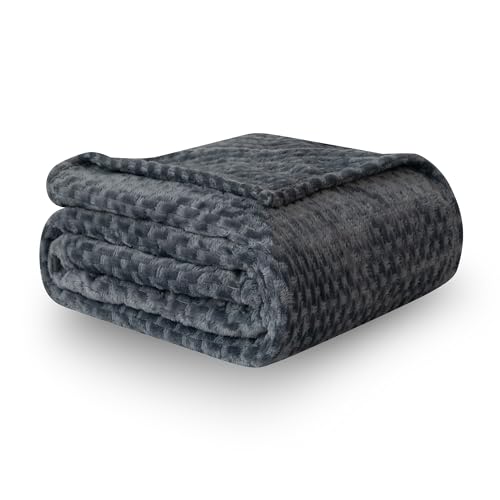 COOVA Cozy Soft Twin Fleece Blanket for Couch - Comfy Blankets Lightweight Plush Fuzzy Throw, Gift for Women,Bed,Sofa,Chair,Camping and Travel.(Stripe Dark Grey, 60"x80")