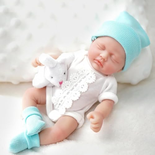 Mire & Mire 7 inch Full Body Silicone Baby Dolls That Look Real,Not Vinyl Dolls,Real Platinum Doll Bald,Soft Lifelike Newborn - Boy(C)