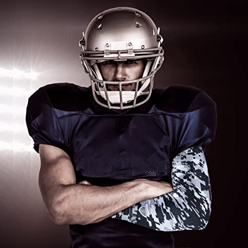Stromguard Compression Sports Arm Sleeve Digital Camo Baseball Football Basketball - (One Arm Sleeve) (Adult Medium, #21 - Purple-Yellow-White)