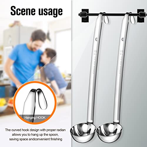 Cunhill 5 Pcs Soup Ladles Stainless Steel Serving Ladles with Long Handle for Serving, Cooking, Stirring, Portioning Kitchen Restaurant Accessories(2 oz)