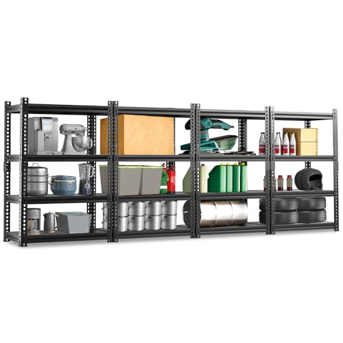 ZIKEBTUY Garage Storage Shelves, Adjustable 4-Tier Metal Heavy Duty Shelving, Utility Storage Rack for Garage Organization Warehouse Basement Shelf Rack, 31.5" W x 16.2" D x 63" H, 1 Pack