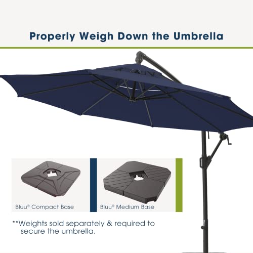 BLUU WUFF 10ft Patio Offset Umbrella Cantilever Umbrella Hanging Market Umbrella Outdoor Umbrellas with Crank & Cross Bases(Navy)