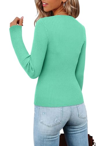 ONLYSHE Womens Striped Long Sleeve Shirts Casual Crewneck Sweatshirt Slim Fitted Tunic Tops Fall Blouses;Black;Large