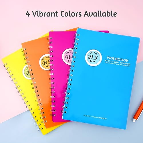 CAGIE Notebooks for School Supplies Spiral Notebook Wide Ruled 1 Subject 7''x10'' B5 Spiral Bound Journal Note Book for Women Study Student Work Note Taking, Yellow
