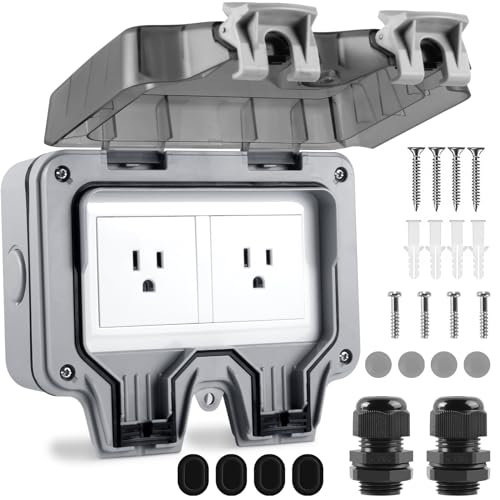XINYIELE Outdoor Outlet Box Waterproof,Outdoor Power Outlet Box,Waterproof Ip66 Power Outlet,Outdoor waterproof socket,15A 250V Outdoor Plug Socket, in Use Outdoor Outlet Cover (Double Plug Socket)