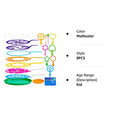 JOYIN Big Bubble Wands Set Bulk for Kids Summer Outdoor Activity Party Favors, 18 Pcs Giant Bubble Maker with Tray, 12" Large, 6 Pcs Bubble Solution Suitable for All Age People
