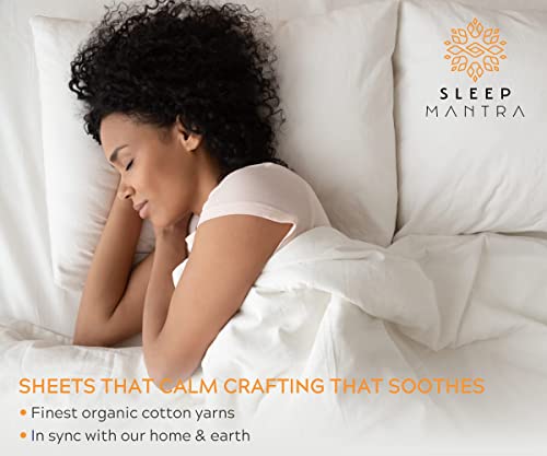 Sleep Mantra 100% Organic Cotton Bed Sheet Set - Crisp and Cooling Percale Weave, Soft Breathable, Eco-Friendly, 3 Piece Bedding Set, Deep Pocket with All-Around Elastic, (Twin XL, Blue)