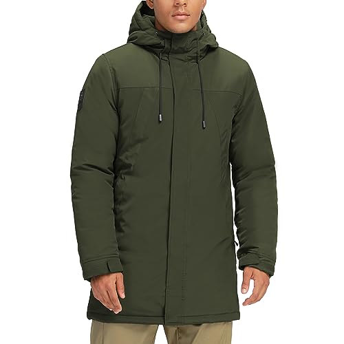 CAMELSPORTS Mens Winter Coats Long Warm Jacket with Hood Casual Quilted Puffer Parka Windproof Jackets