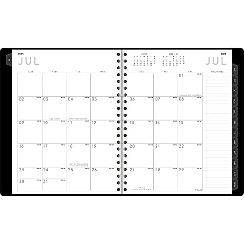 AT-A-GLANCE 2023-2024 Academic Planner, Weekly & Monthly, Half-Hourly Appointment Book, 8-1/4" x 11", Large, Monthly Tabs, Pocket, Flexible Cover, Contempo, Black (70957X05)