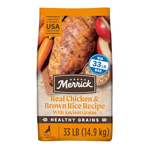 Merrick Healthy Grains Premium Adult Dry Dog Food, Wholesome And Natural Kibble With Beef And Brown Rice - 4.0 lb. Bag