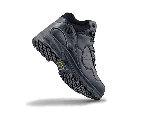Shoes for Crews Piston Low, Men's, Women's, Unisex Soft Toe Slip Resistant Work Shoes, Water Resistant, Black, Men's 7.5 / Women's 9 Wide