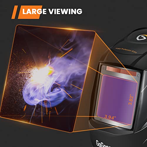 GoGonova 3.94”×3.82” Welding Helmet Auto Dark, Solar Powered Welding Hood, Auto Darkening Welding Helmet 4 Arc Sensor DIN 5-9/9-13 for MIG, TIG, ARC