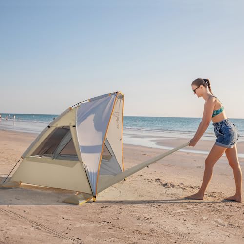 WolfWise 2-3 Person Portable Beach Tent UPF 50+ Sun Shade Canopy Umbrella with Extendable Floor, Blue