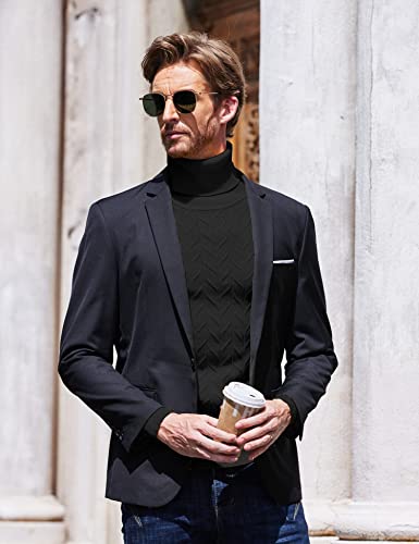 COOFANDY Men's Slim Fit Turtleneck Sweater Casual Pullover Sweater Basic Twist Patterned Knitted Sweater Khaki