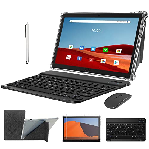 Tablet 2024 Newest, 2 in 1 Tablets 10 inch, Android 13 Tablet 4G Cellular Tablets with Dual Sim Slot 64GB+512GB Expand Storage Octa-Core 13MP Camera, ZONKO WIFI Tablet with Keyboard Mouse Stylus-Black