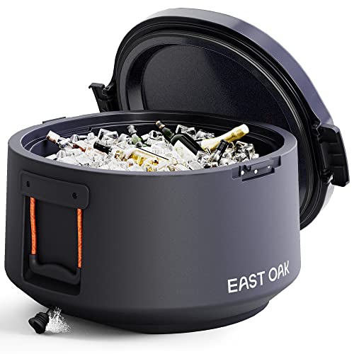 East Oak 45 QT Cooler, Portable 44 Cans Ice Chest Box with Removable Lid Leak-Proof Large Outdoor Hard Cooler with Drain and Handle, High-Capacity, Insulated Rotomolded Cooler for Camping, Beach