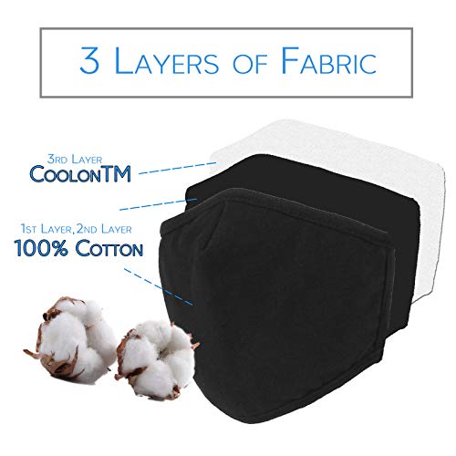 WITHMOONS Cloth Face Mask Washable Reusable 3 Ply Mouth Shield Breathable with Nose Wire 3PACK EU0304