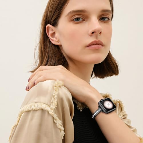 Missair Bands Compatible with Apple Watch Band 38mm 40mm 41mm 42mm 44mm 45mm 46mm 49mm for Women Girl, Slim Metal Dressy Jewelry Bracelet with Bling Diamond for iWatch Series 10 9 8 7 6 5 4 3 SE Ultra