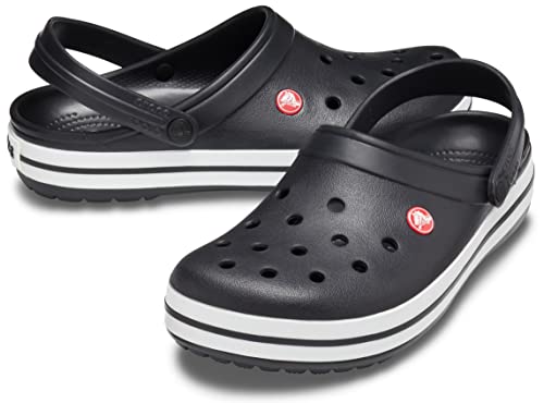 Crocs Unisex-Adult Crocband Clog, Black/White, 10 Women/8 Men