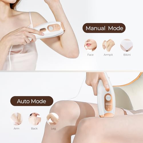 Laser Hair Removal IPL Laser Hair Removal for Women and Men Permanent, 999999 Flashes, At-Home Hair Removal Device for Facial Legs Arms Whole Body Use (White Gold)