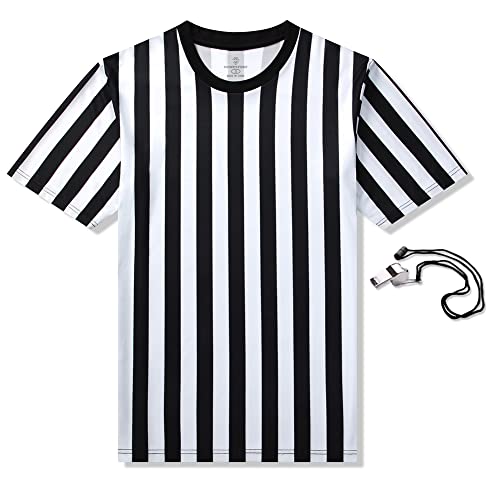Shinestone Referee Shirt,Referee Costume Umpire Shirt for Womens and Mens,Crew Neck for Football, Soccer and Sports(Medium)