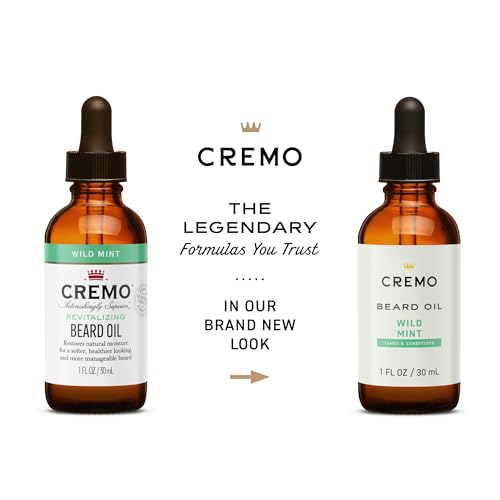 Cremo Beard Oil, Revitalizing Wild Mint, 1 fl oz - Restore Natural Moisture and Soften Your Beard To Help Relieve Beard Itch