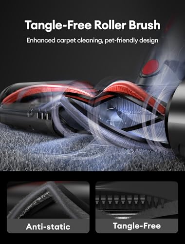 Ultenic Cordless Vacuum Cleaner, 500W/35Kpa Powerful Suction with 180°Bendable Wand, Anti-Tangle Brush, 60Mins Runtime, LED Display, Stick Vacuum Cleaner for Hard Floor/Carpet/Pet Hair, U16 Flex