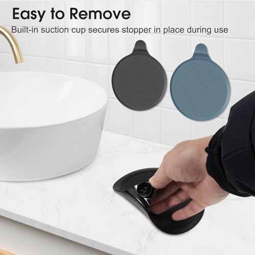 CukoHno Kitchen Sink Stopper,Silicone Bathtub Stopper,6"*7.3"Diameter Large Sink Plug,Drain Stopper for Shower,Bathroom Sinks,Bathtubs,Black,1 Pack