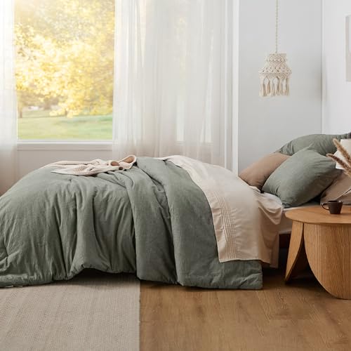 Bedsure Comforter Set King Size Denim Blue - Cotton Fabric with Microfiber Inner Fill, King Comforter Set for All Seasons, 3 Pieces, 1 Comforter (104"x90") and 2 Pillow Cases (20"x36")