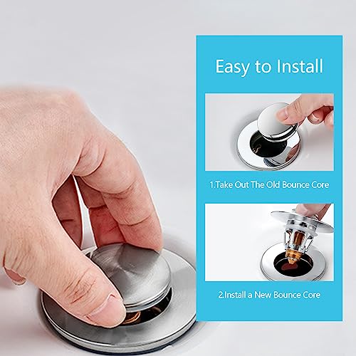 Universal Sink Stopper with Hair Catcher, Faster Drainage, Bathroom Sink Drain Strainer in Brass, Pop Up Drain Cover, Basin Plug for 1.04~1.97 Inch Drain Hole