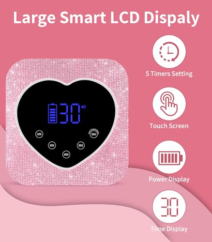 UV Light for Nails, HUGMAPLE Cordless UV Nail Lamp for Gel Nails 72W, Rechargeable Diamond LED Nail Dryer with 5 Timer Setting,Touch Control & Auto Sensor, Fast Nail Light Curing Lamp for Salon & Home