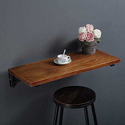 (31" Lx16 W) Industrial Rustic Folding Wall Mounted Workbench Drop Leaf Table, Dining Table Desk, Pine Wood Wall Mounted Bar Tables,Workbench,Study Table,Collapsible Butcher Block Solid Wood Table