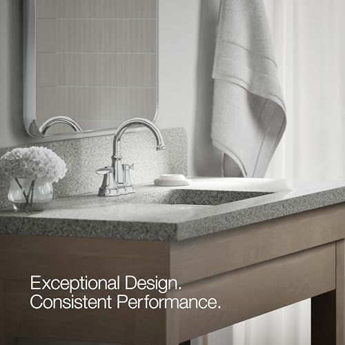 KOHLER 27378-4K-BN Bellera Centerset 4 inch Bathroom Faucet with Pop-Up Drain Assembly, 2-Handle Bathroom Sink Faucet, 1.0 gpm, Vibrant Brushed Nickel