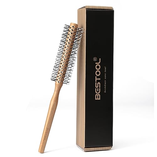 BESTOOL Small Round Brush for Short and Medium Hair, Round Hair Brushes for Blow Drying, Men Beard Round Brush, Professional Round Styling Brush for Smoothing, Curls, Bangs (Natural)