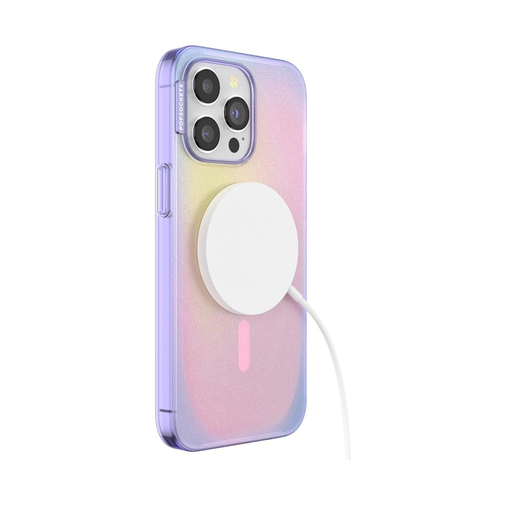 PopSockets iPhone 15 Pro Max Case with Round Phone Grip Compatible with MagSafe, Phone Case for iPhone 15 Pro Max, Wireless Charging Compatible - Aura