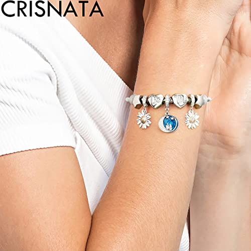 I Love You to the Moon and Back Pendant Charms, Fit Pandora Valentines Bracelet, 925 Sterling Silver Couple on Starry Night Sky CZ Necklace Beads, Gift for First Mothers Day
