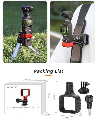 LIBOQIAO Expanding Mount Holder for DJI Osmo Pocket 3, Metal Expansion Bracket Frame for Pocket 3 Camera Adapter Mount Metal Adapter Bracket, Osmo Pocket 3 Accessories (Black)