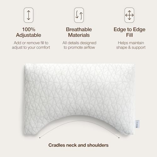 Coop Home Goods Original Crescent Adjustable Pillow, Queen Bed Pillows for Shoulder, Neck & Head Support, Crescent Foam Pillows - Medium Firm for Back & Side Sleeper, CertiPUR-US/GREENGUARD Gold