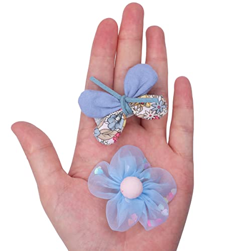 Petunny Baby Hair Clips Set,8Pcs Flowers Barrettes For Baby Girls Bows Fully Lined Hair Barrettes Hair Accessories For Toddlers,Infants,Kids and Children,Blue