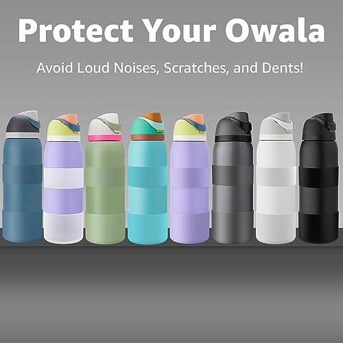 Jmoe USA Silicone Boot Sleeve + Hand Grip for Owala 40oz Water Bottle | BPA Free & Food-Grade Silicone Rubber | Protective Anti-Slip Bottom Bumper Cover | Protects Against Dents & Scratches (Black)